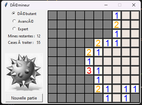 developpement d'un jeu demineur 